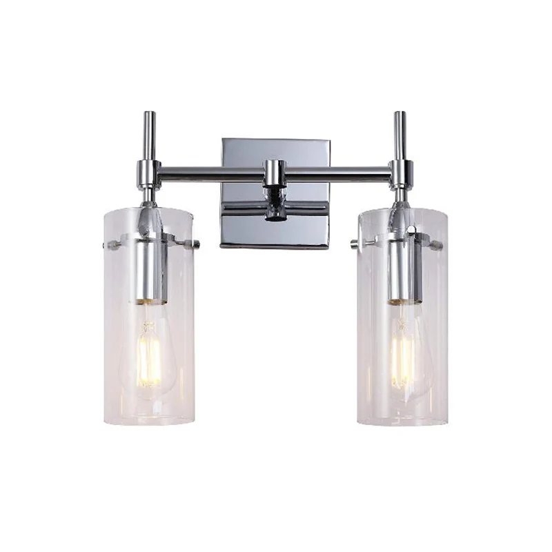 Chroom/nikkel cilinderschaduw wandverlichting modern stralend glas 2-lichts eetkamer schanslamp
