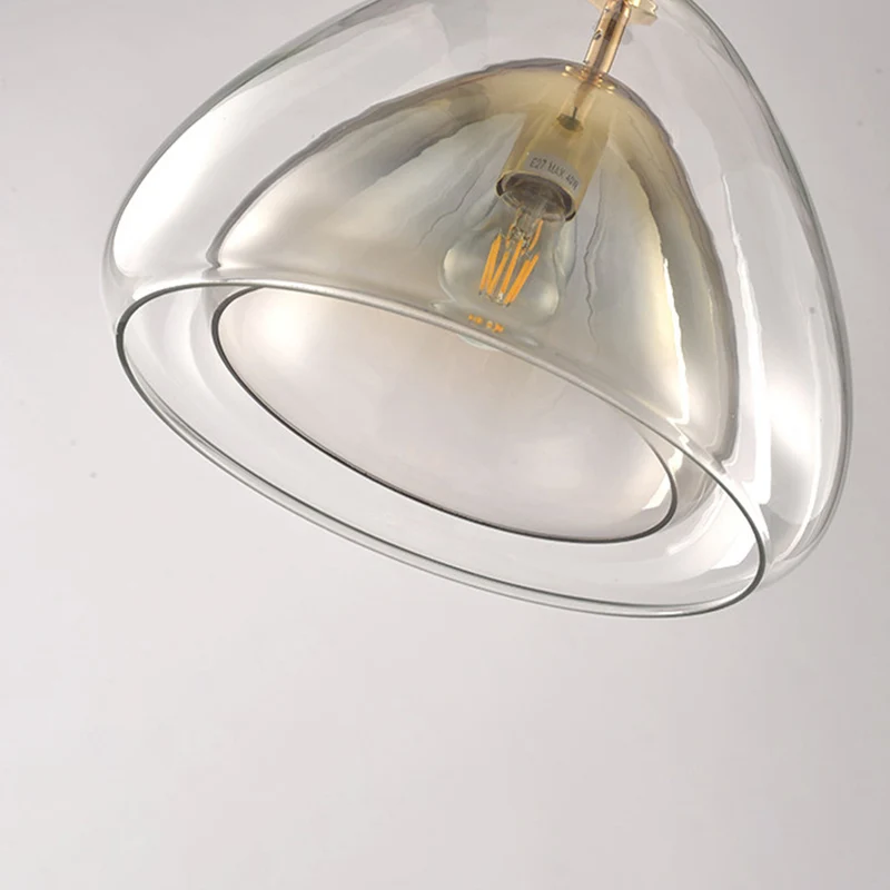 Cone hanglamp armatuur Noordse dubbele glazen kap 1 licht 12 "/14" ruim champagne hanglicht