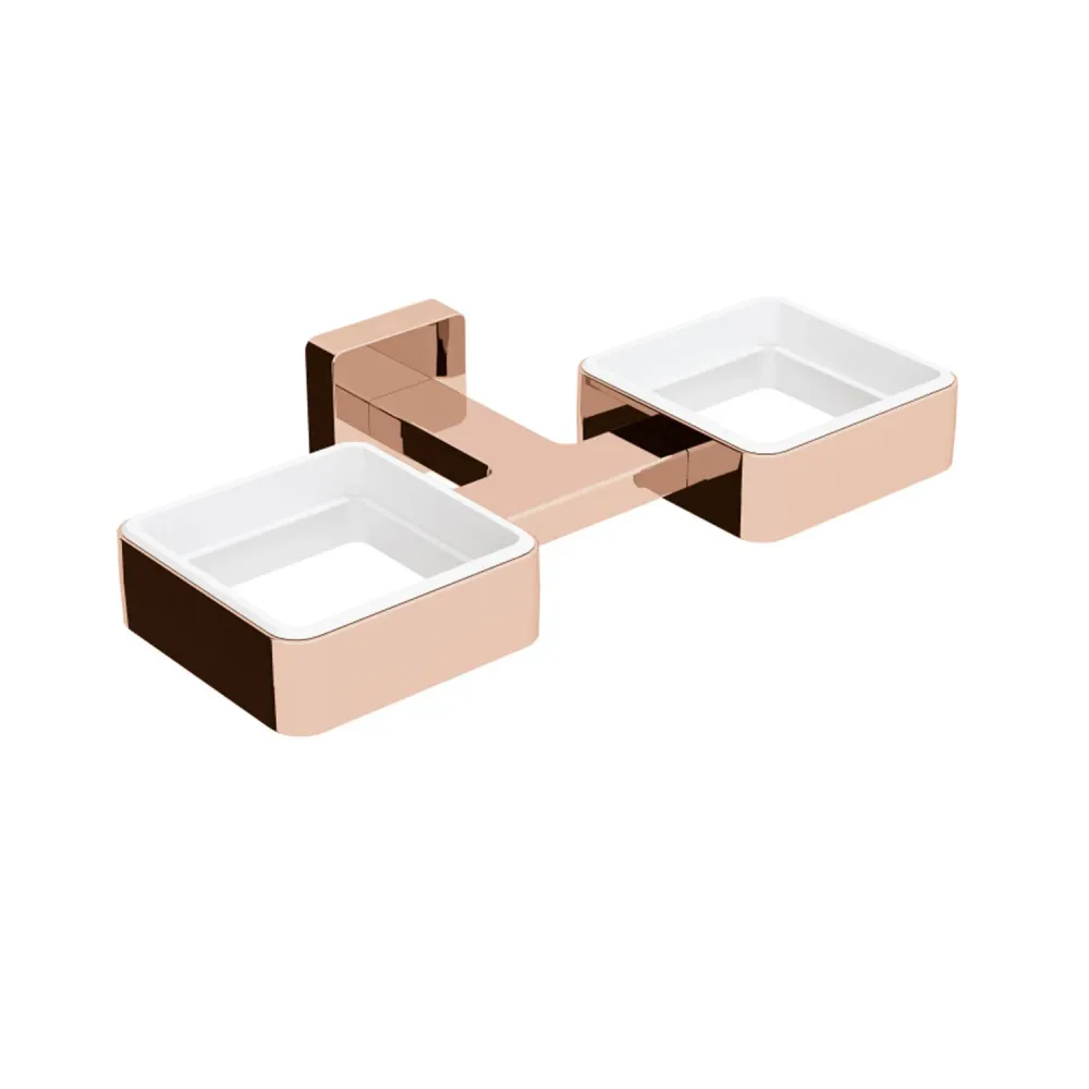 Double accessory holder ring to be fixed to wall brass Dado collection Lineabeta - rose gold van metaal