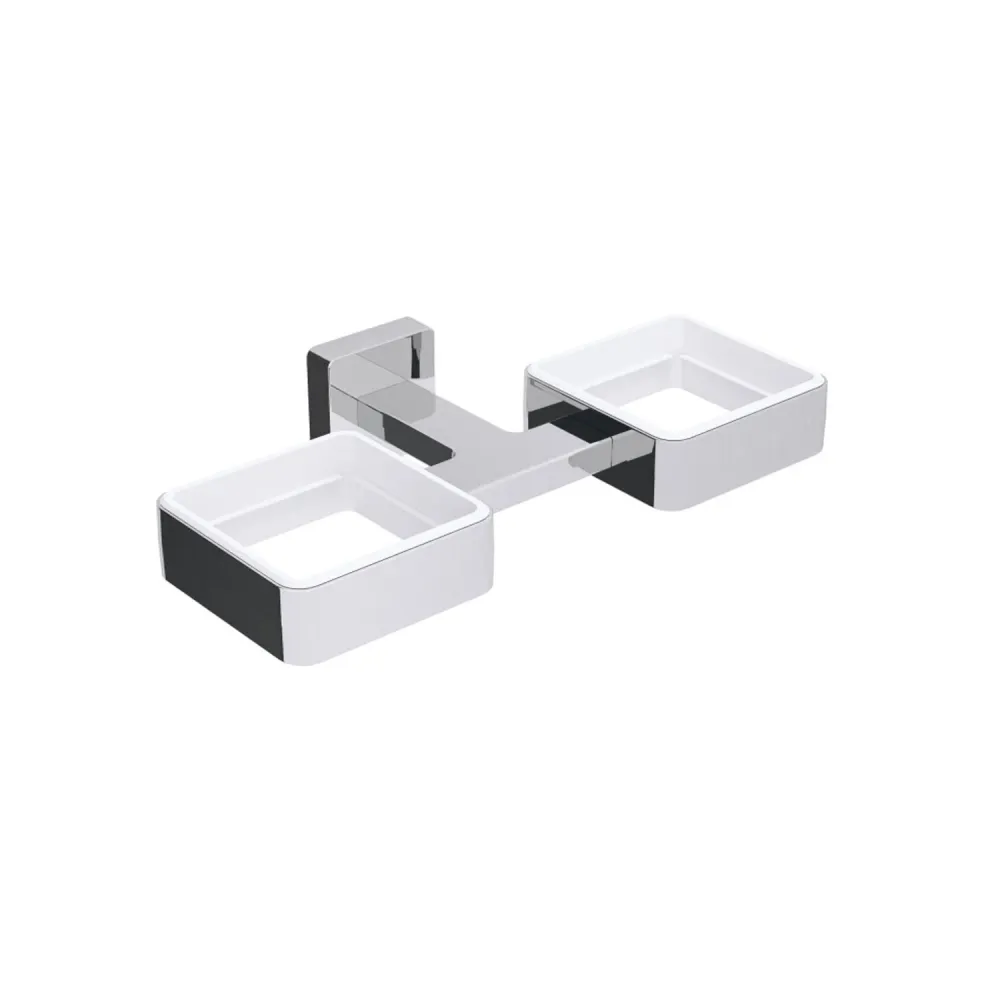 Double accessory holder ring to be fixed to wall messing Dado collection Lineabeta - satin metal