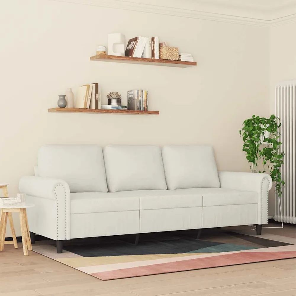 Driezitsbank 180 cm fluweel crèmekleurig