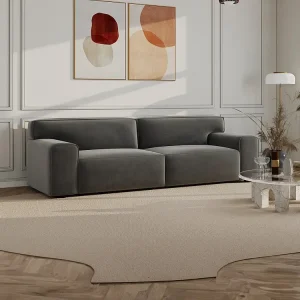 Driezitsbank van design grijs velours OTRANO