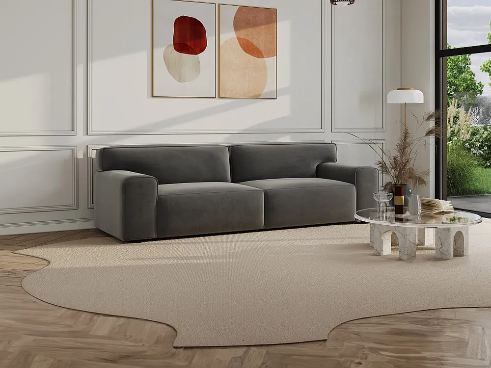 Driezitsbank van design grijs velours OTRANO