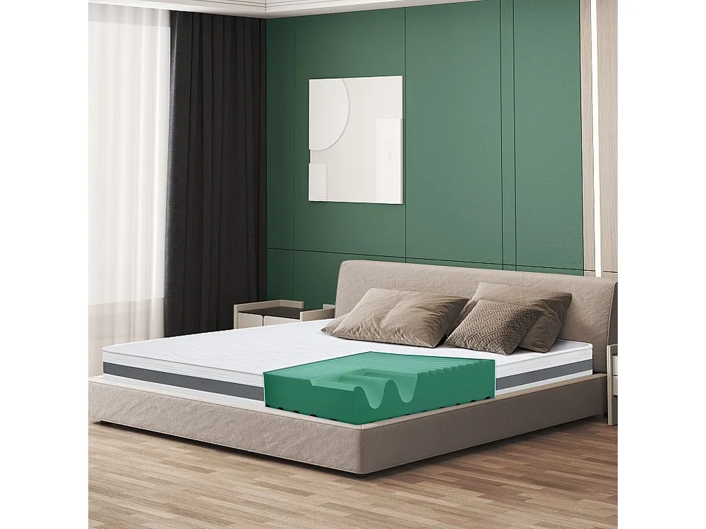 Dubbel matras King Size 180x210 Memory Orthopedisch, antibacterieel, mijtwerend, anti-allergisch | Hoogte 16 cm | Made Italy