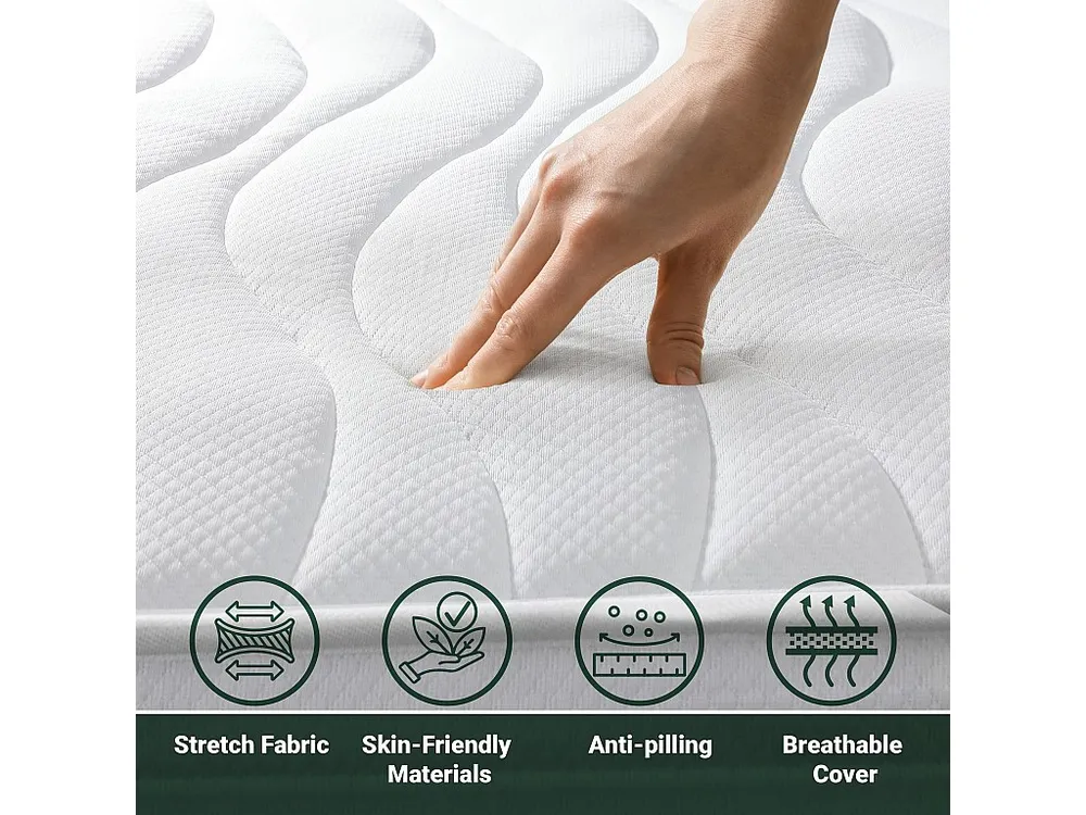 Dubbel matras King Size 180x210 Memory Orthopedisch, antibacterieel, mijtwerend, anti-allergisch | Hoogte 16 cm | Made Italy