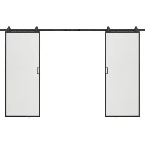 Dubbele schuifdeur met wandbevestiging - gehard matglas - 2 x H205 x L93 cm - LINCI II