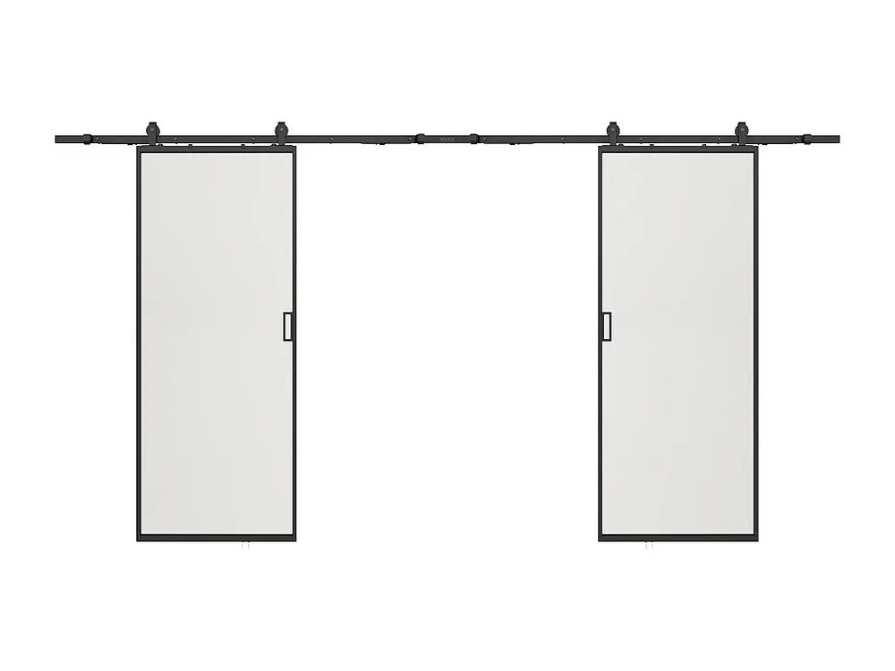 Dubbele schuifdeur met wandbevestiging - gehard matglas - 2 x H205 x L93 cm - LINCI II