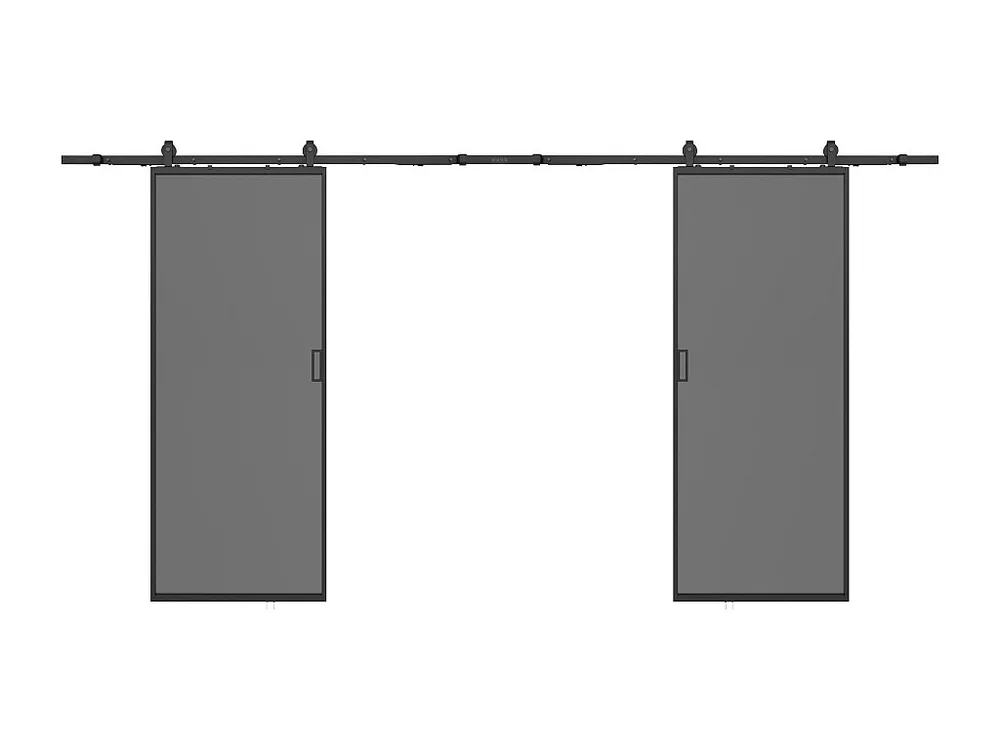 Dubbele schuifdeur met wandbevestiging - gehard rookglas - 2 x H205 x L73 cm - LINCI II