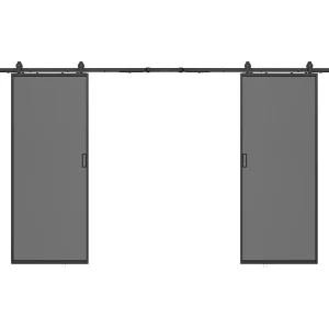 Dubbele schuifdeur met wandbevestiging - gehard rookglas - 2 x H205 x L83 cm - LINCI II
