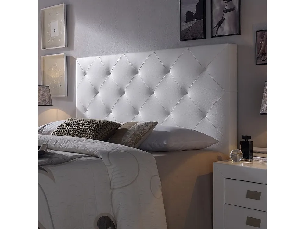 Gecapitonneerd hoofdeinde Rombo 150x60 cm Wit, Gewatteerd met Schuim, 8 cm dicht.