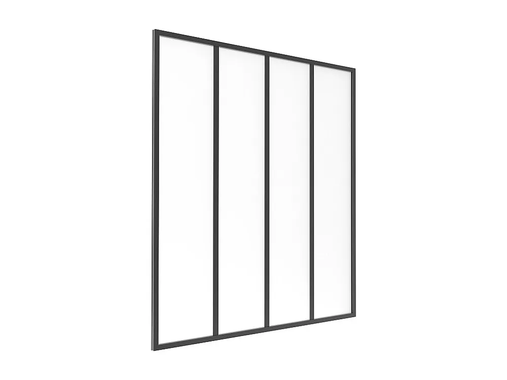 Glasraam werkplaatsstijl van gepoedercoat aluminium en gematteerd glas 120 x 130 cm, zwart BAYVIEW