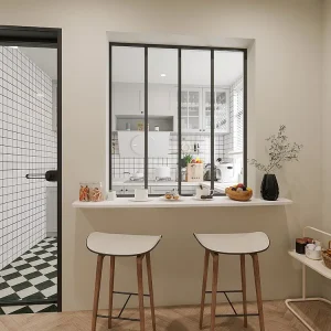 Glazen binnenraam BAYVIEW van aluminium 120 x 130 cm zwart