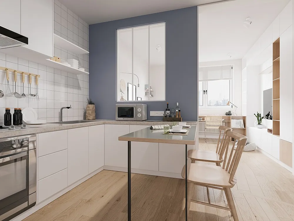 Glazen binnenraam BAYVIEW - wit - 90 x 130 cm - aluminium