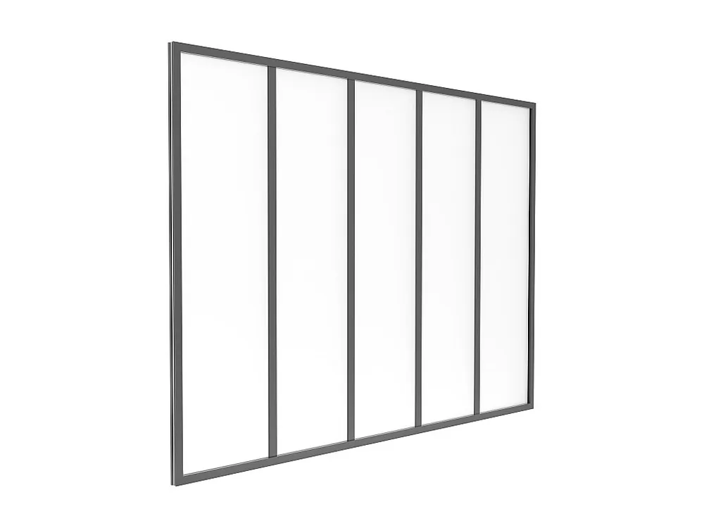 Glazen binnenraam van gepoederlakt aluminium en matglas – 150 x 105 cm – Zwart – BAYVIEW