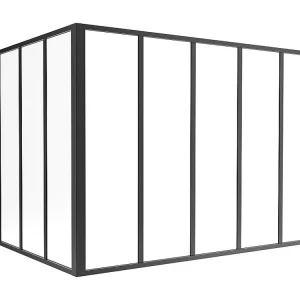 Glazen hoekbinnenraam gepoederlakt aluminium – L150 x L120 x H105 – Zwart – BAYVIEW