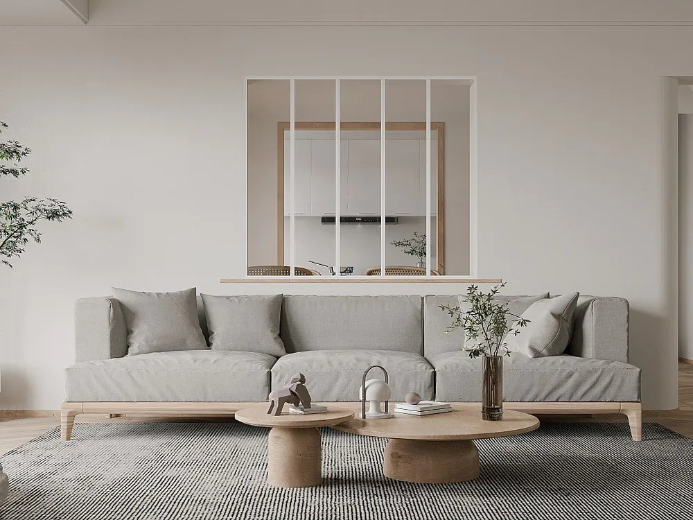 Glazen vensterraam BAYVIEW - wit - 150 x 130 cm - aluminium