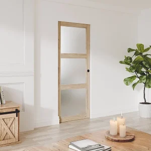 Hangende schuifdeur met rails en 3 ramen, L73 cm, mat glas, ACOSTA II
