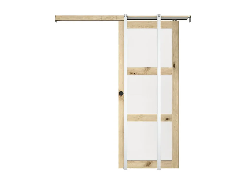 Hangende schuifdeur met rails en 3 ramen, L73 cm, mat glas, ACOSTA II