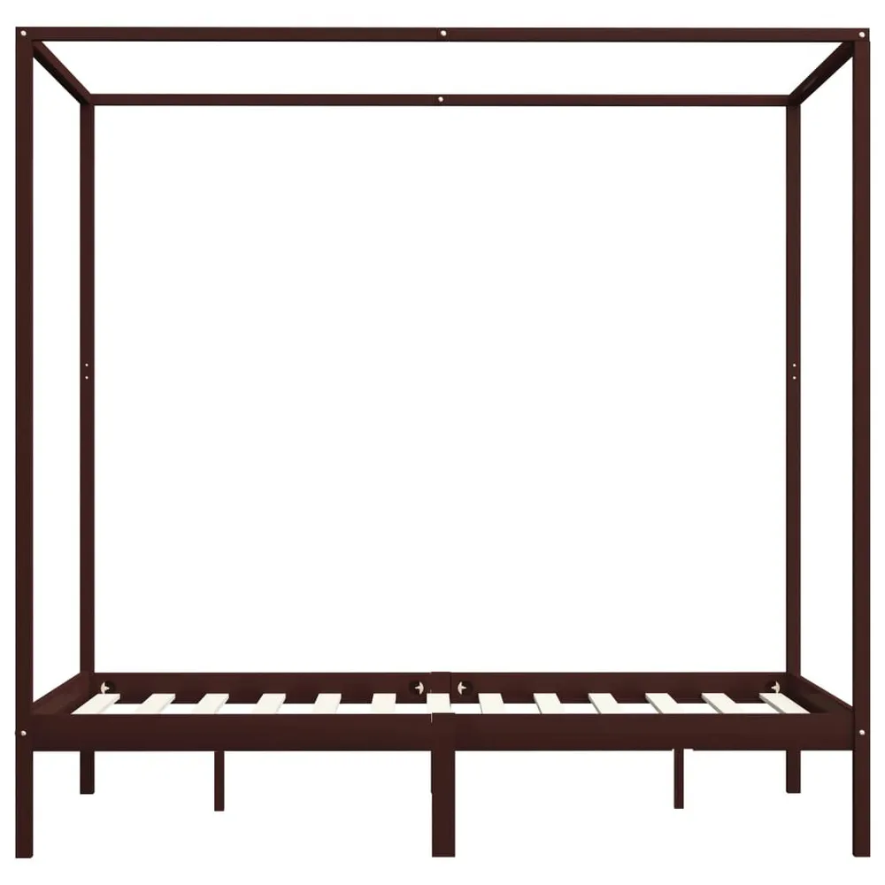 Hemelbedframe massief grenenhout donkerbruin 120x200 cm