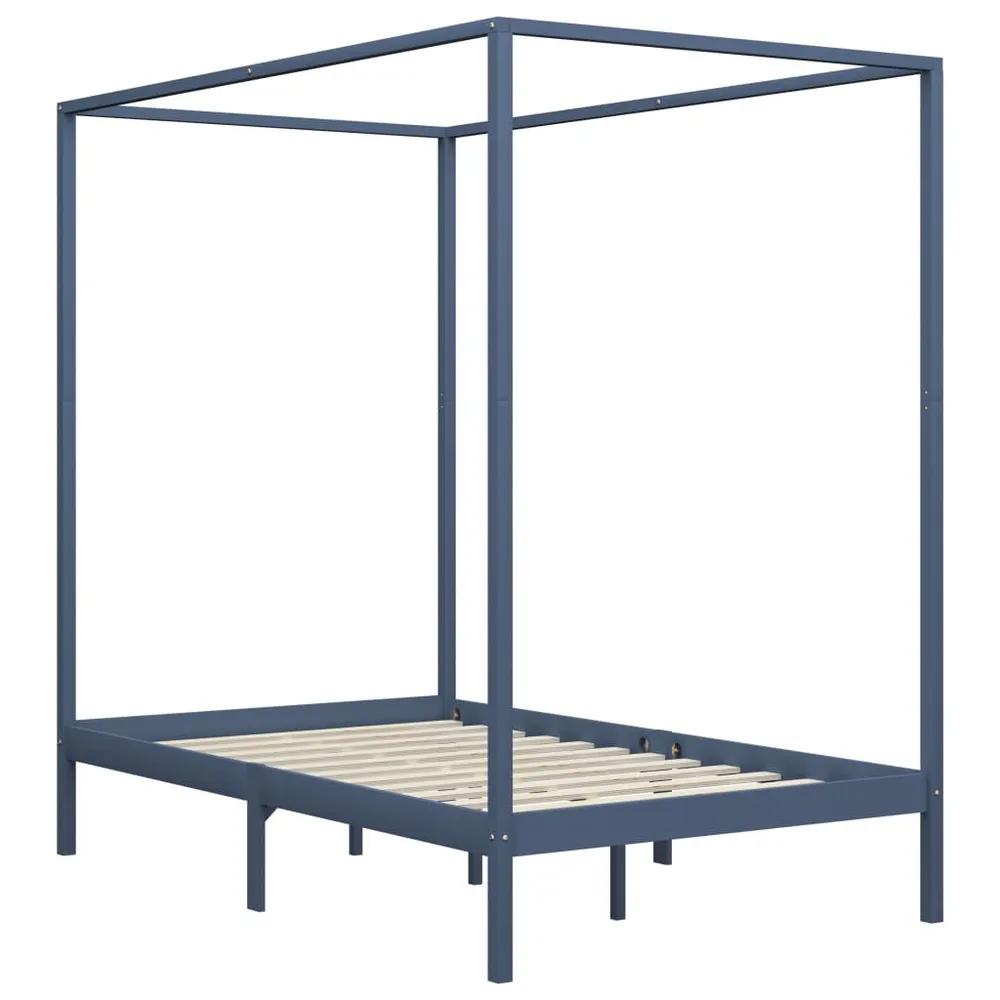 Hemelbedframe massief grenenhout grijs 120x200 cm
