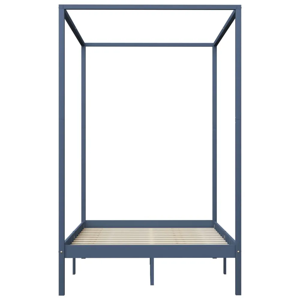 Hemelbedframe massief grenenhout grijs 120x200 cm