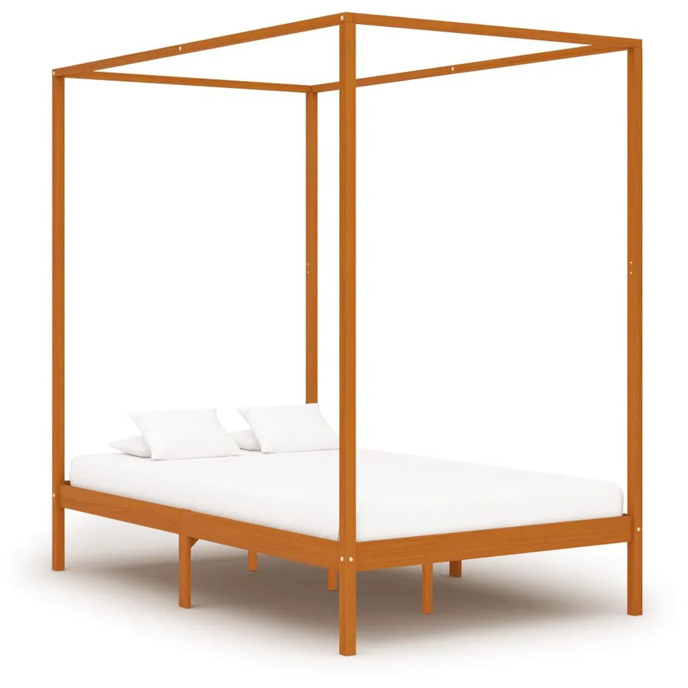 Hemelbedframe massief grenenhout honingbruin 120x200 cm
