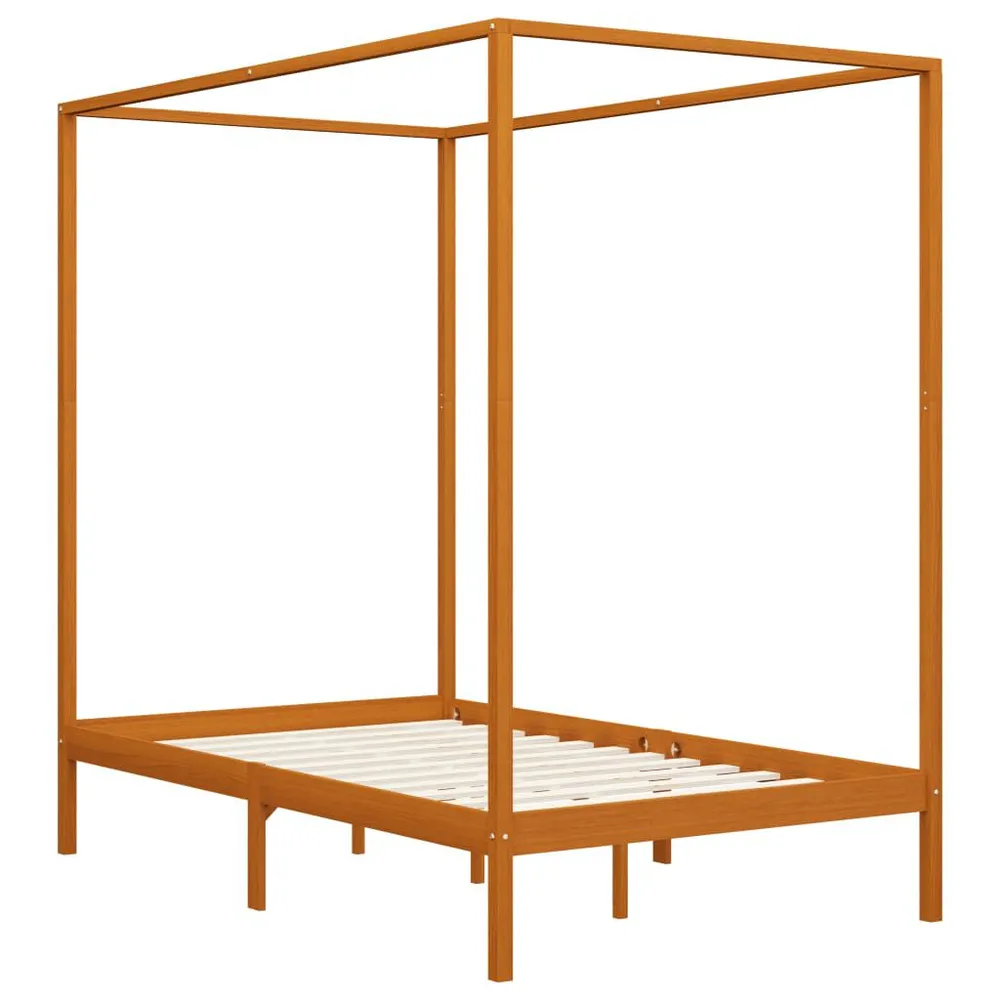 Hemelbedframe massief grenenhout honingbruin 120x200 cm