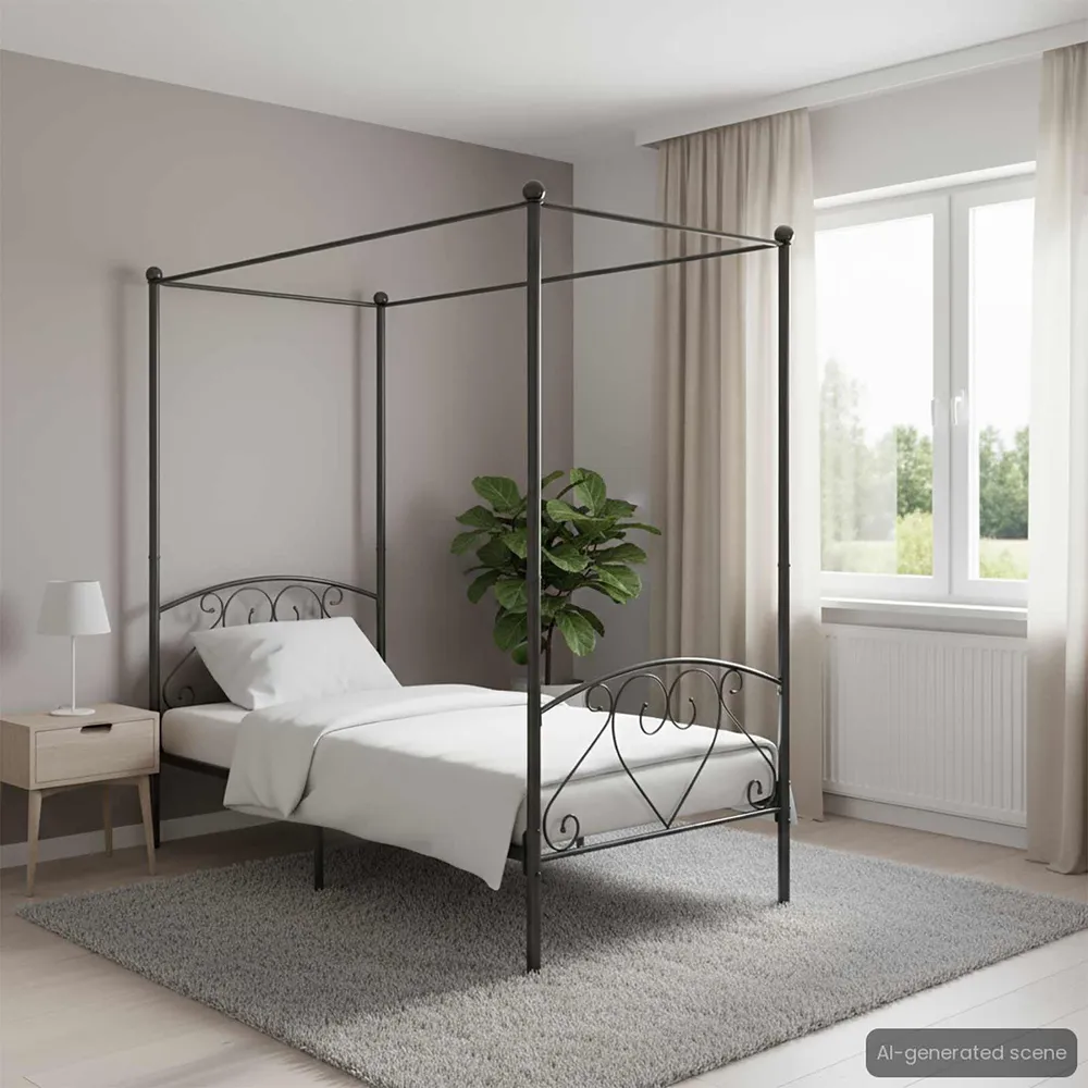 Hemelbedframe metaal grijs 120x200 cm