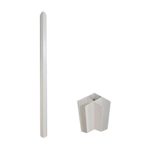 Hoekpaal voor werkplaatsraam van gepoedercoat aluminium 130 cm wit BAYVIEW