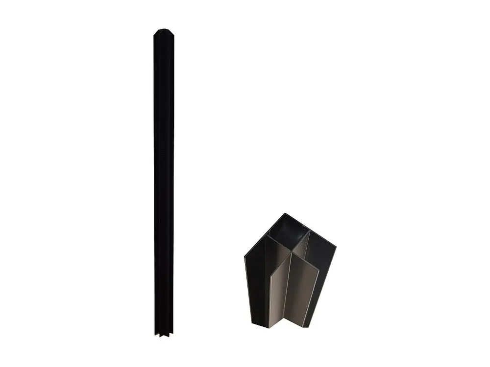 Hoekpaal voor werkplaatsraam van gepoedercoat aluminium 105 cm zwart BAYVIEW