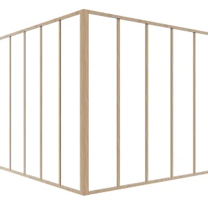 Hoekraam werkplaats van gepoedercoat aluminium, L150 x B150 x H130 cm, zacht naturel BAYVIEW