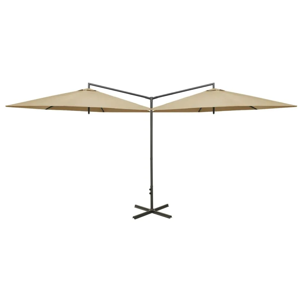 Parasol dubbel met stalen paal 600 cm taupe