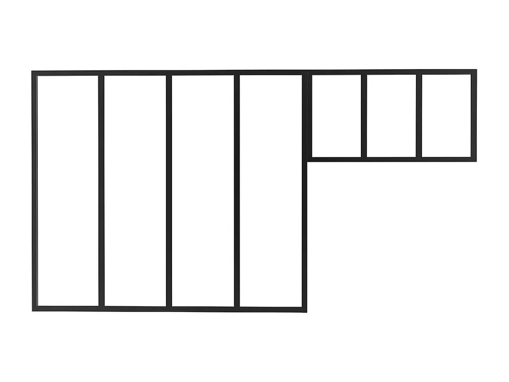 Raam werkplaats met bovenraam, L120 x H105 + L73 x H40 cm, zwart, BAYVIEW