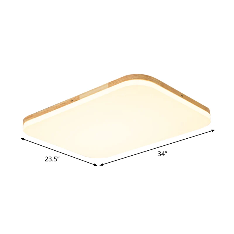 Rechthoekig plafond vlak eenvoudig acryl 25,5 "/34" groot beige inbouwlichtarmatuur voor woonkamer