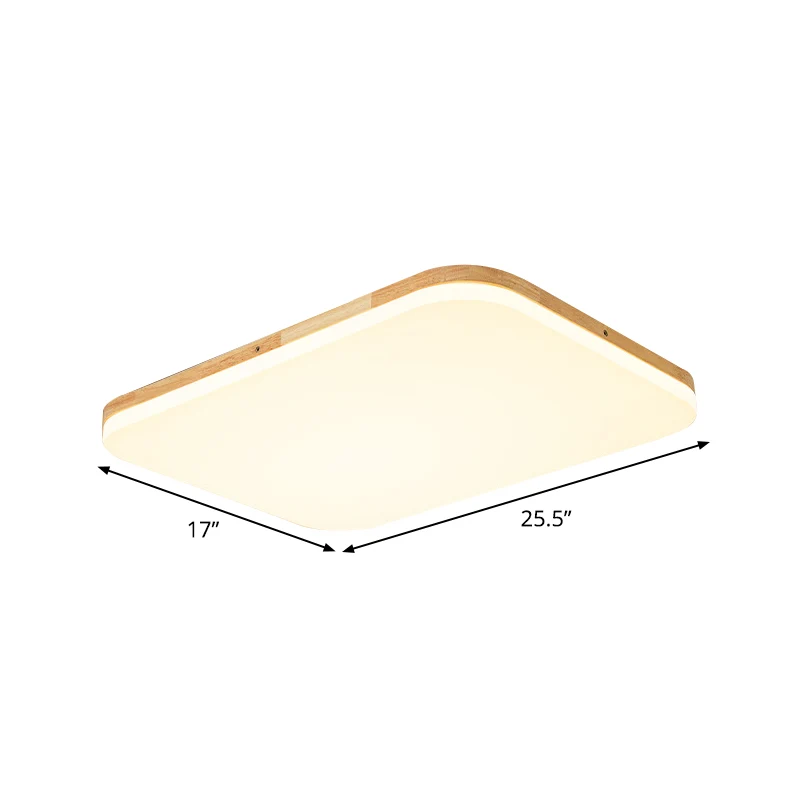 Rechthoekig plafond vlak eenvoudig acryl 25,5 "/34" groot beige inbouwlichtarmatuur voor woonkamer