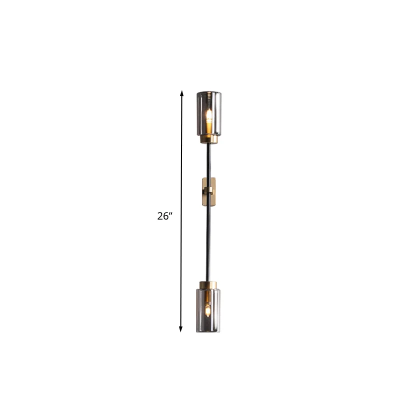 Rookgrijs glas zwart wandlamp cilinder 2/4 lampen eenvoudige wandverlichting voor woonkamer