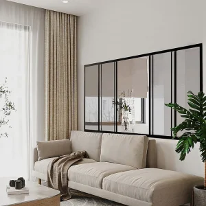 Schuifraam van gehard glas en gepoedercoat zwart aluminium 180 x 105 cm RAVENA
