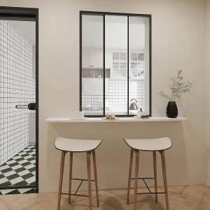 Schuifraam van gepoedercoat zwart aluminium 90 x 130 cm, RAVENA