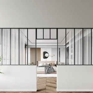 Set van 2 werkplaatsramen + bovenramen, 2 x L150 x H130 + L73 x H40 cm, zwart, BAYVIEW
