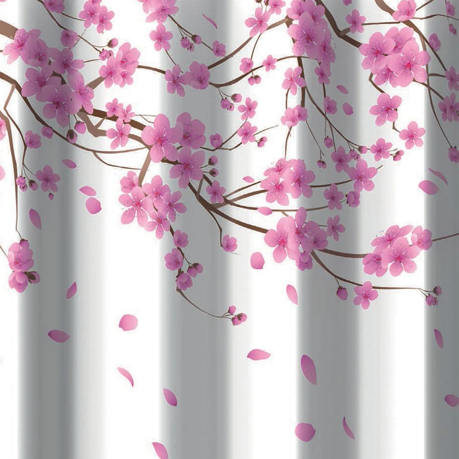 Shower curtain 2 sides fabric. Roze Sakura pattern Size cm 180x200h
