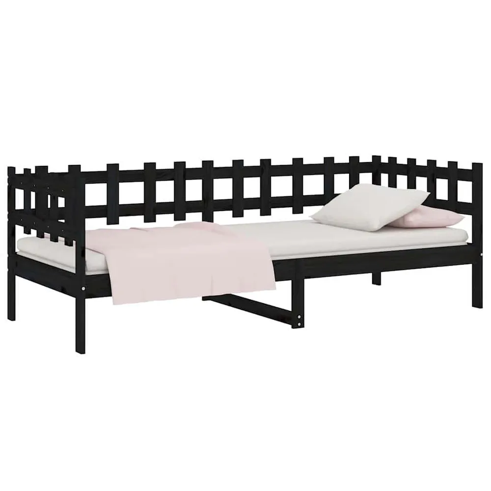 Slaapbank 90x190 cm massief grenenhout zwart