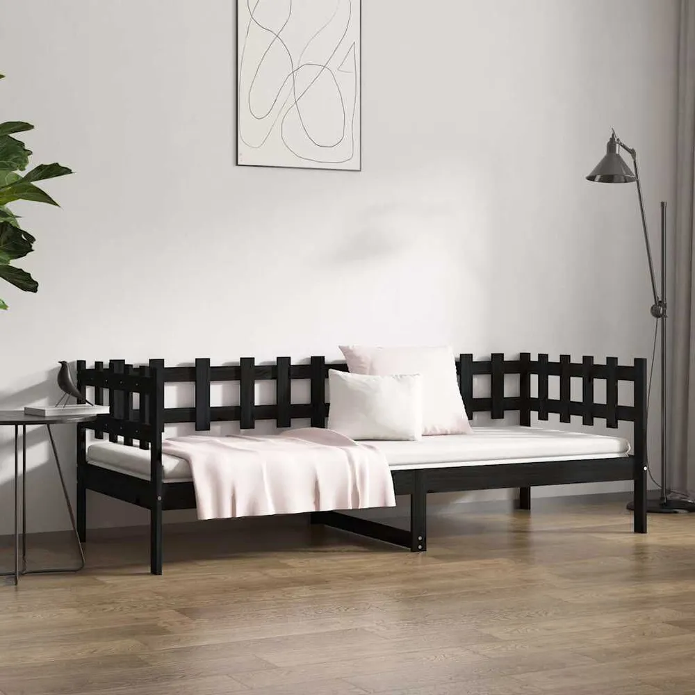 Slaapbank 90x190 cm massief grenenhout zwart