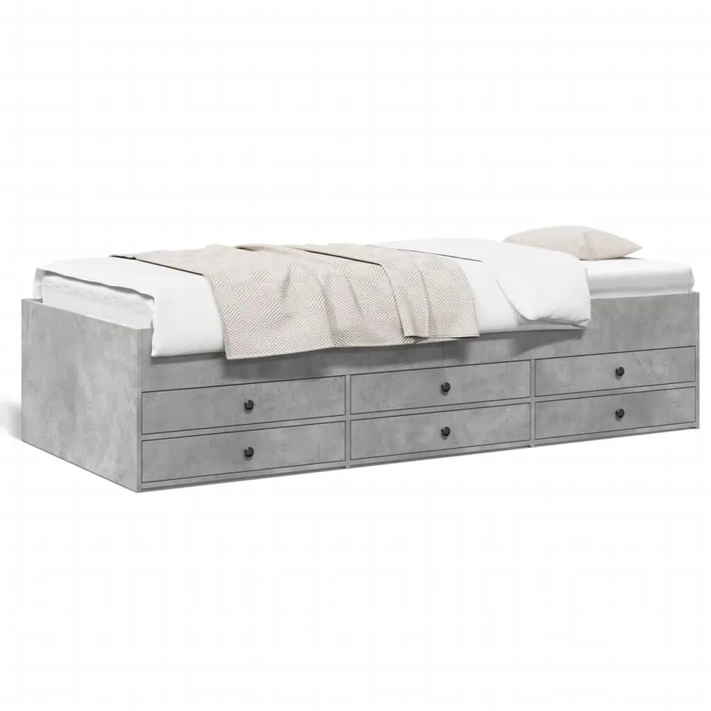 Slaapbank met lades zonder matras 75x190 cm betongrijs