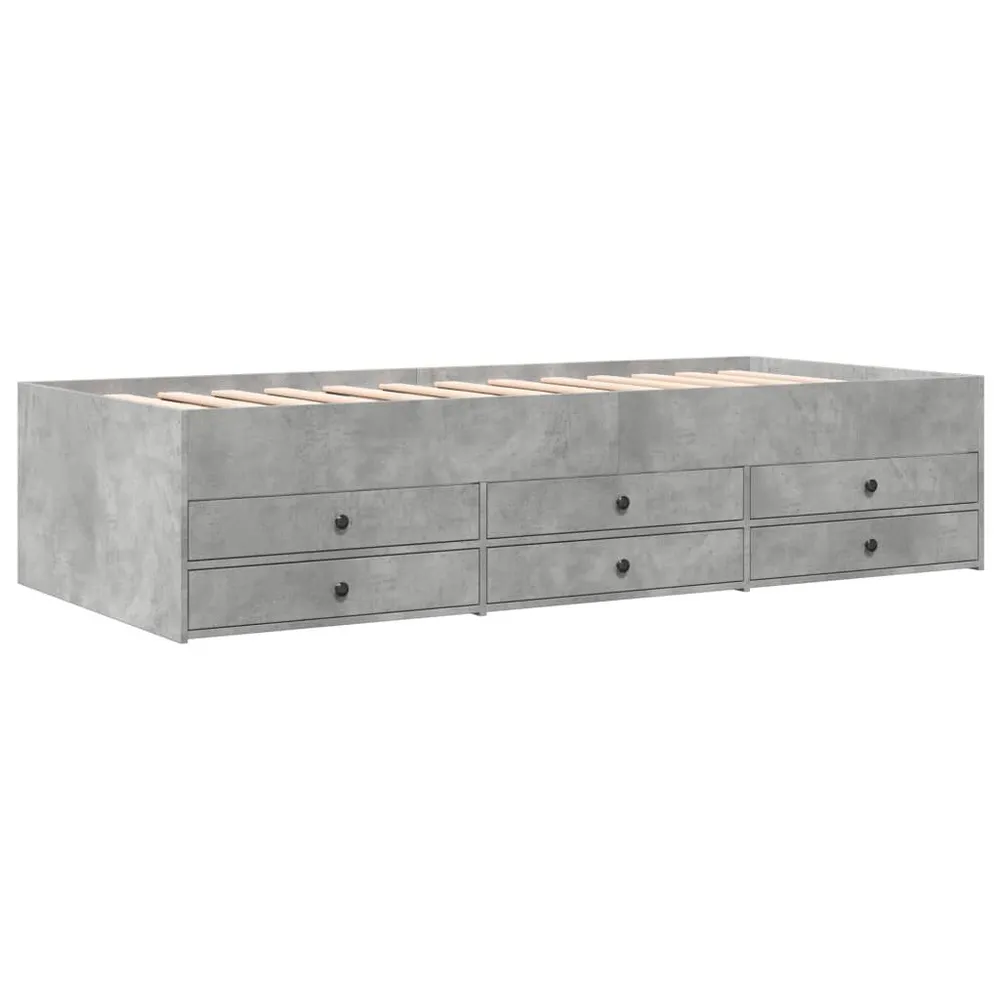 Slaapbank met lades zonder matras 75x190 cm betongrijs