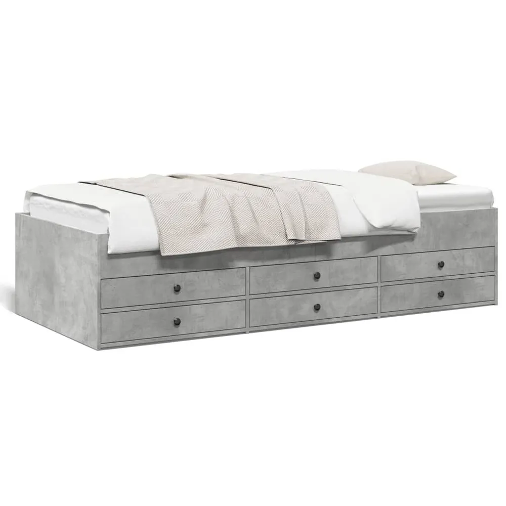 Slaapbank met lades zonder matras 90x190 cm betongrijs
