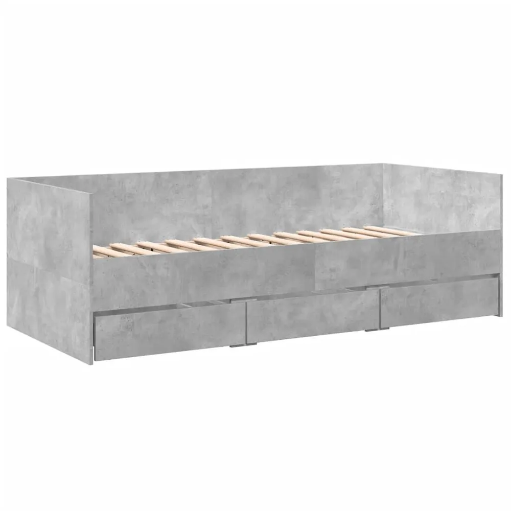 Slaapbank met lades zonder matras 90x190 cm betongrijs