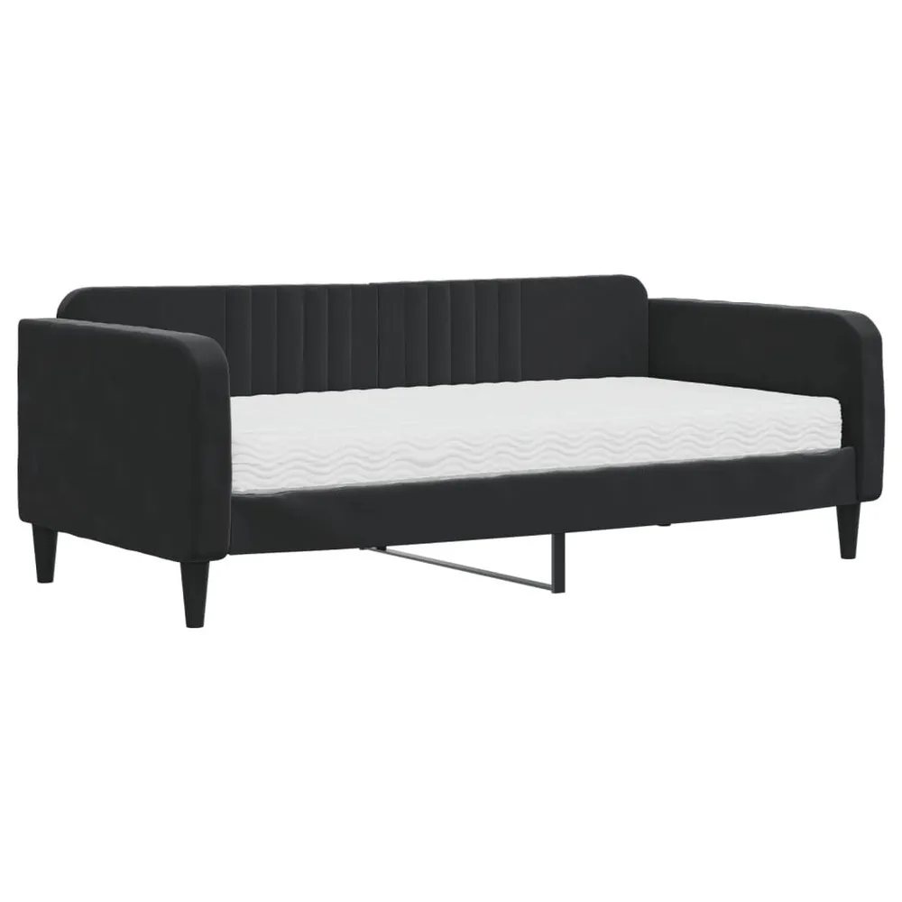 Slaapbank met matras 90x190 cm fluweel zwart