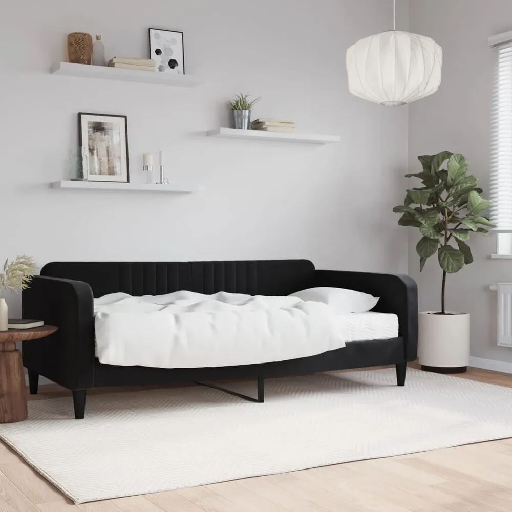 Slaapbank met matras 90x190 cm fluweel zwart