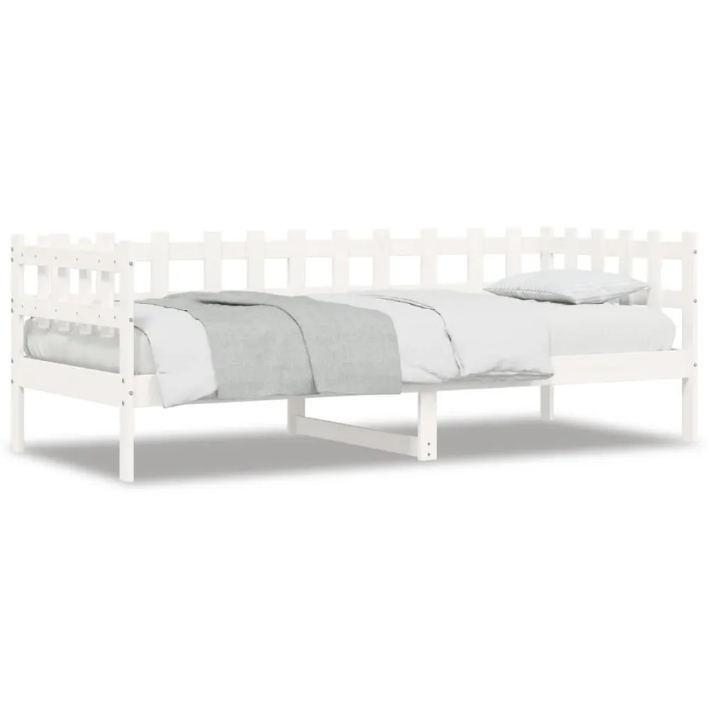 Slaapbank zonder matras 90x190 cm massief grenenhout wit