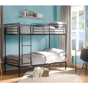 Stapelbed DUOTIS - 2 x 90 x 190 cm - Zwart + matras - Koop nu betaalbaar online